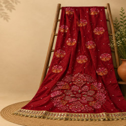Gajji Silk Bandhej Mirror Work Saree